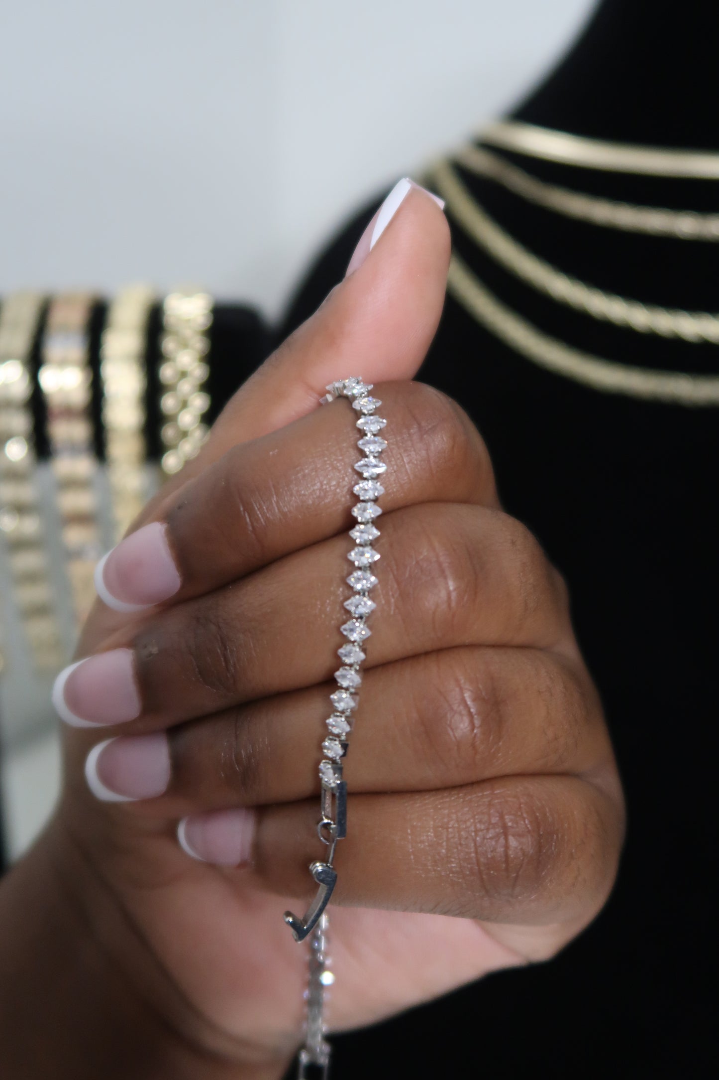 Silver Marquise CZ Tennis Bracelet