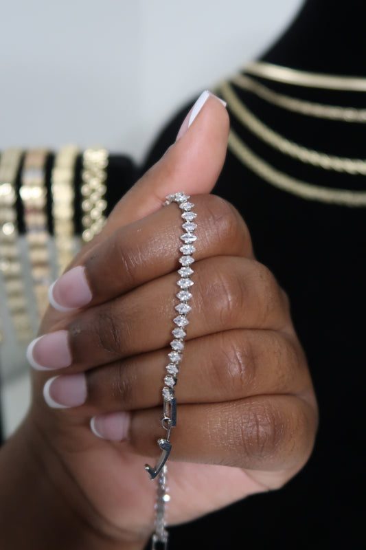 Silver Marquise CZ Tennis Bracelet